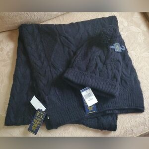 Polo Ralph Lauren Scarf and Hat Set/Black